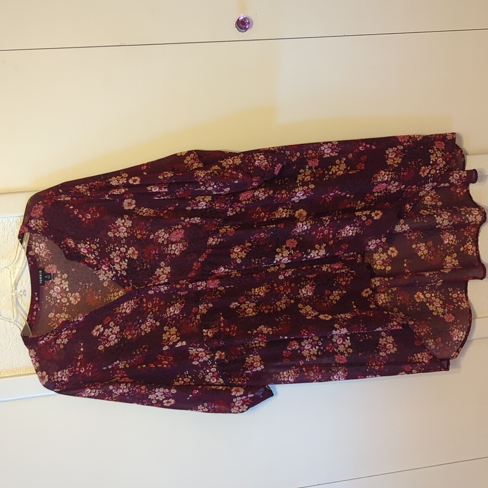 Torrid Burgundy Floral Top